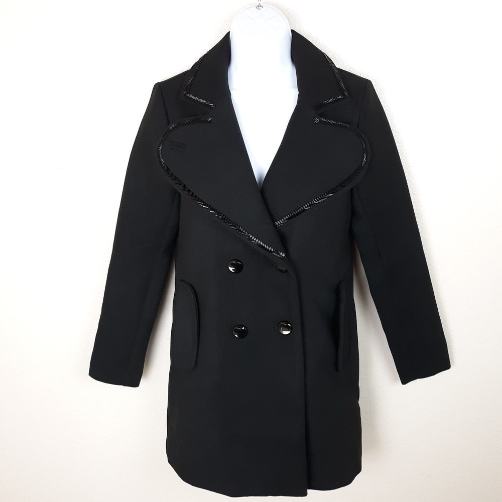 Designer Lyn Around Beaded Black Peacoat Size XS
